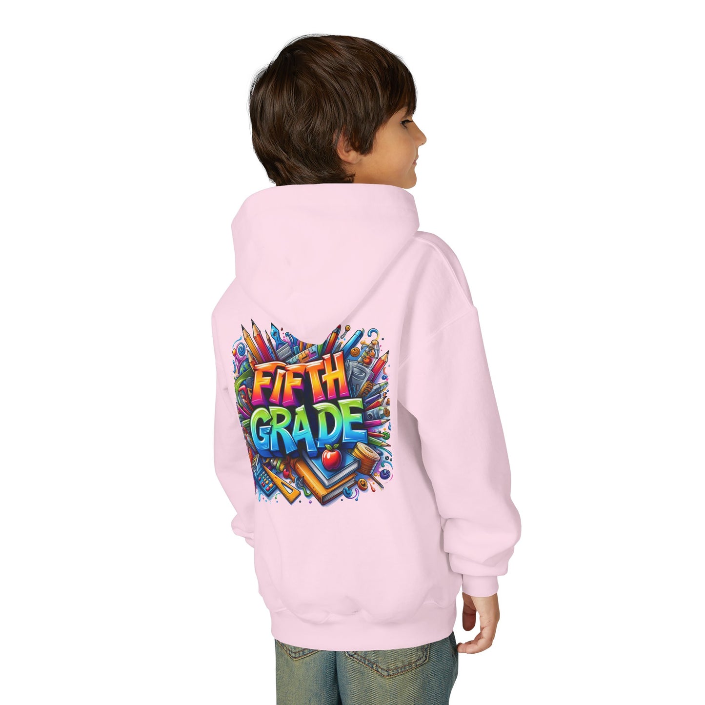 Fifth Grade Kids Hoodie - Colorful School Supplies Back-to-School Sweatshirt