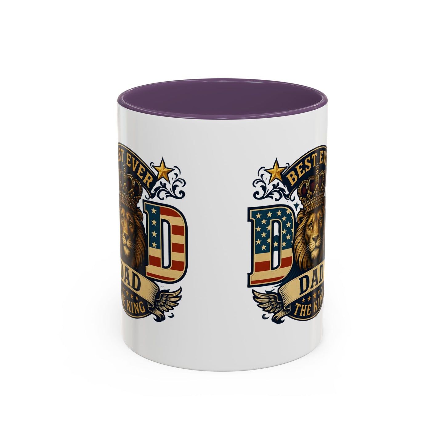 Best Ever Dad Coffee Mug — 'Dad the King' Lion Accent Mug (11/15oz)