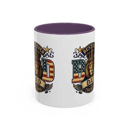 Best Ever Dad Coffee Mug — 'Dad the King' Lion Accent Mug (11/15oz)