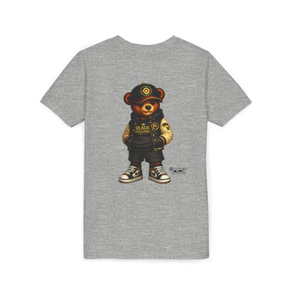Youth Tee — Streetwear Teddy Bear Graphic (Black Varsity)