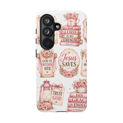 Faith Phone Case — 'Jesus Saves' Floral Christian Scripture iPhone Case