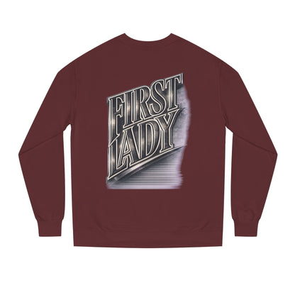 First Lady Graphic Sweatshirt — Retro Metallic Typography Crewneck