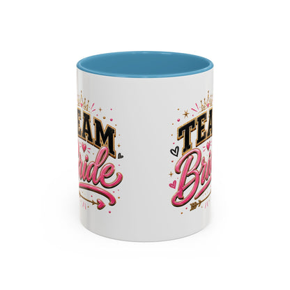 Team Bride Accent Coffee Mug — Pink & Gold Bachelorette Bridal Shower Gift (11/15 oz)