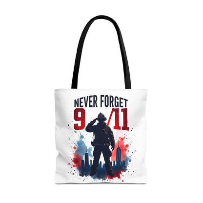 Never Forget 9/11 Tribute Tote Bag — Memorial Patriotic Canvas Carryall