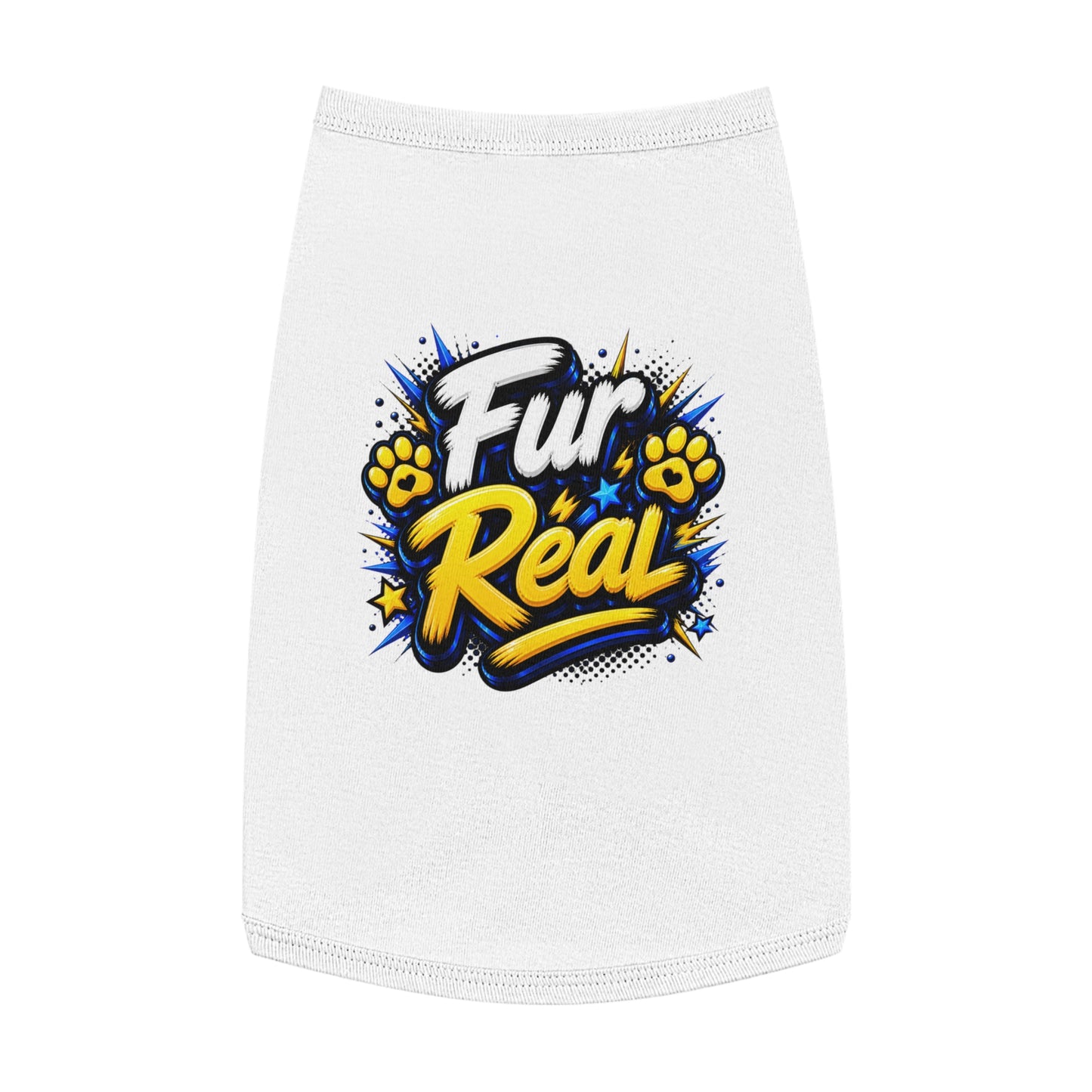 Pet Tank Top - "Fur Real" Graphic Dog & Cat Shirt, Funny Paw Print Pet Tee for Small Dogs & Cats
