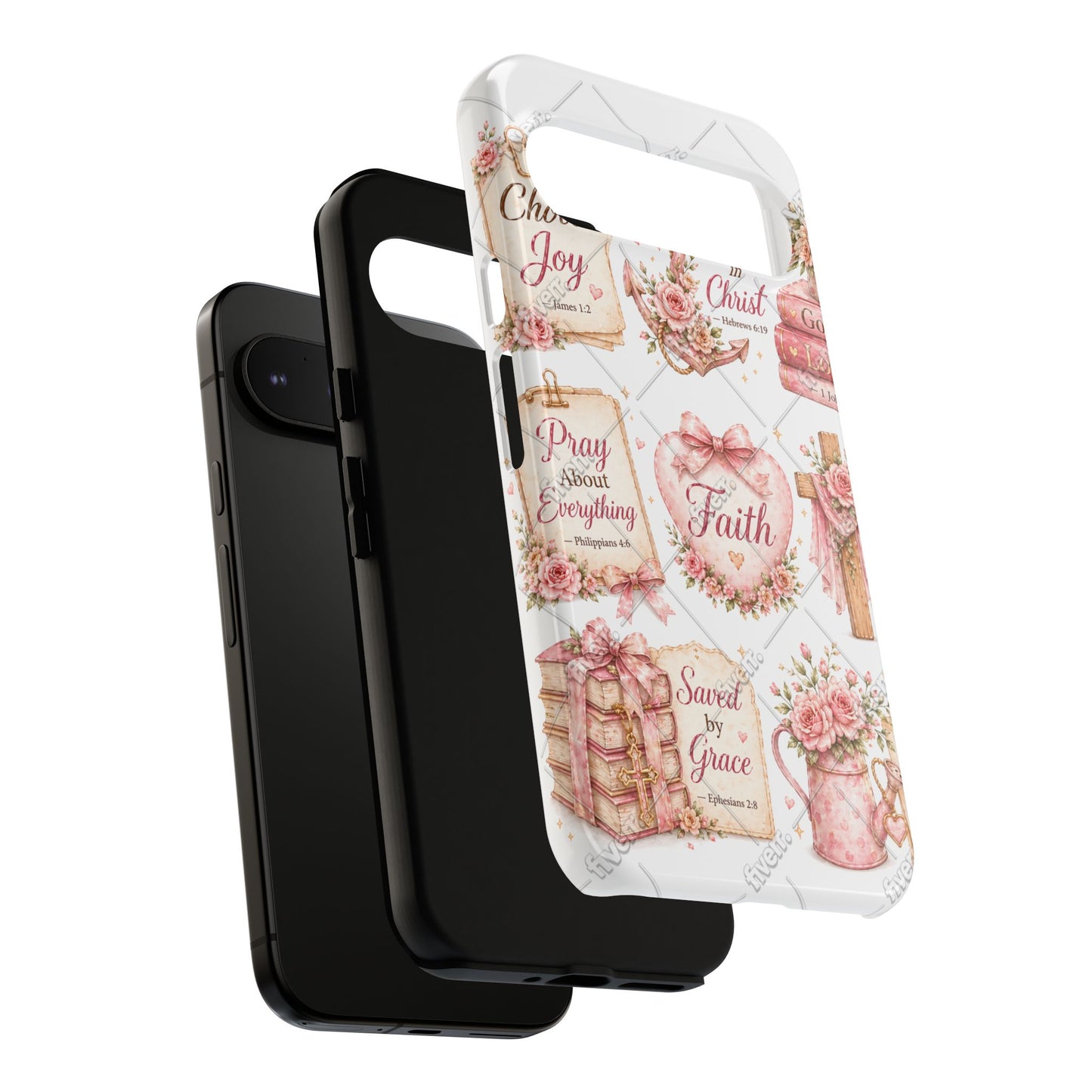 Faith Floral Phone Case – Christian Inspirational Scripture iPhone Cover (Choose Joy, Pray, Faith)