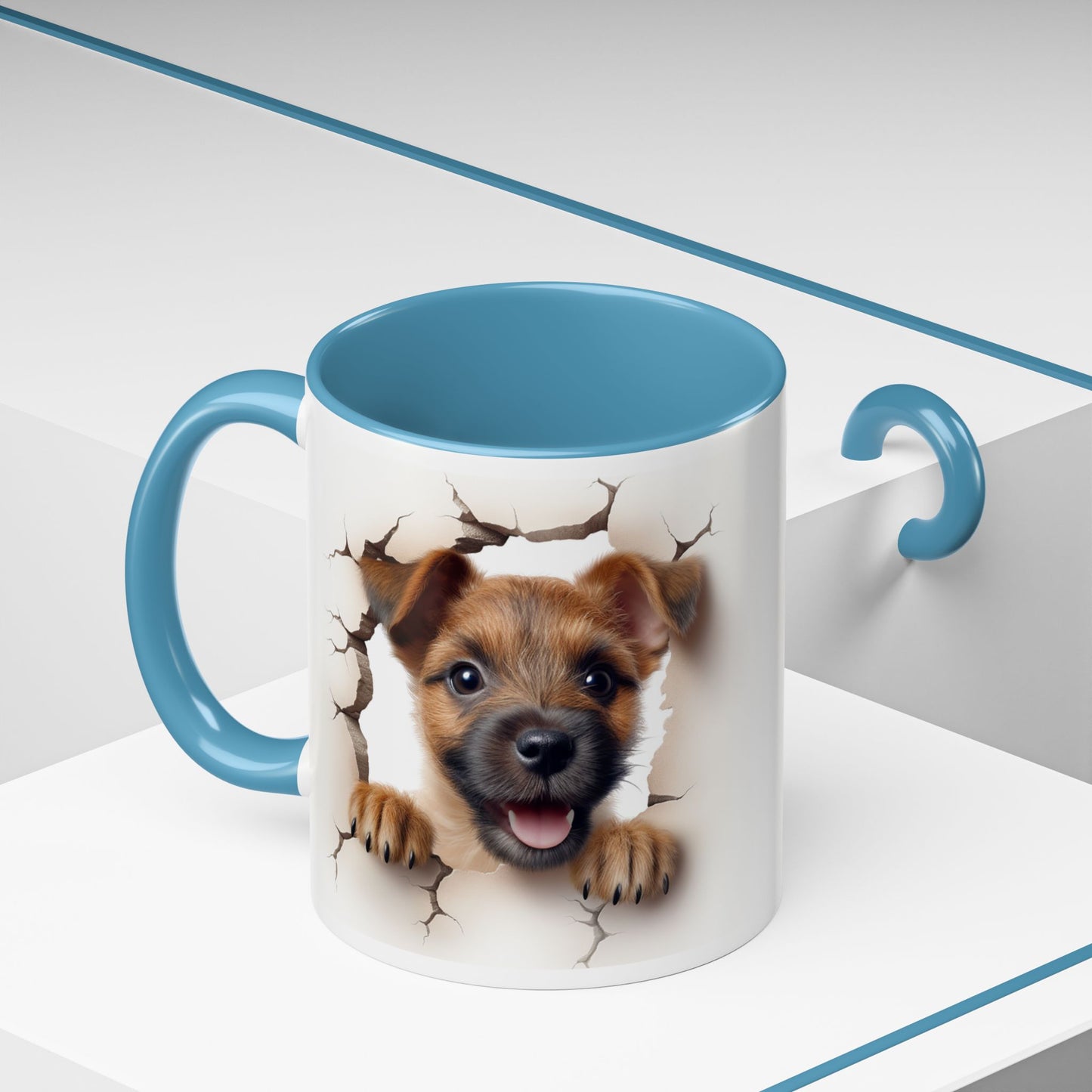Puppy Peeking Accent Coffee Mug – Cute Dog Lover 11/15oz