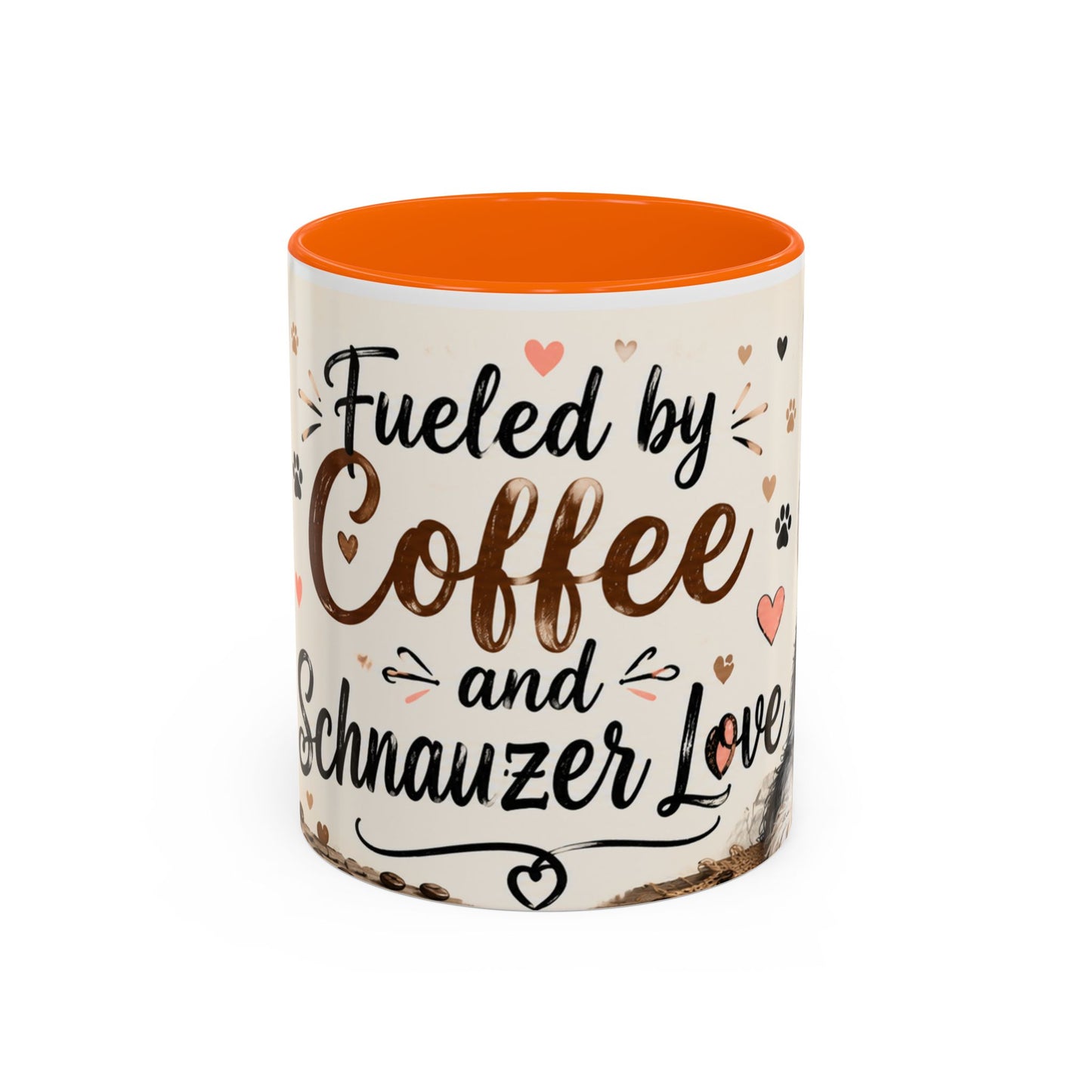 Fueled by Coffee and Schnauzer Love Accent Mug — Dog Lover Coffee Cup (11/15 oz)