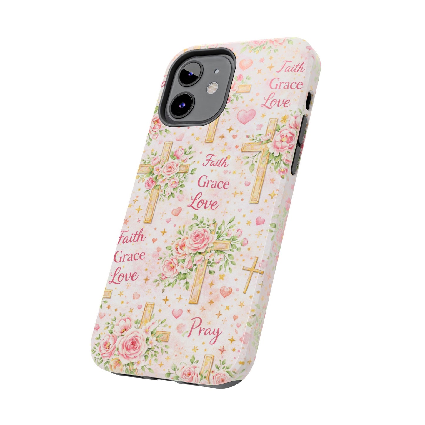 Faith Grace Love Cross Phone Case | Christian Floral iPhone Case