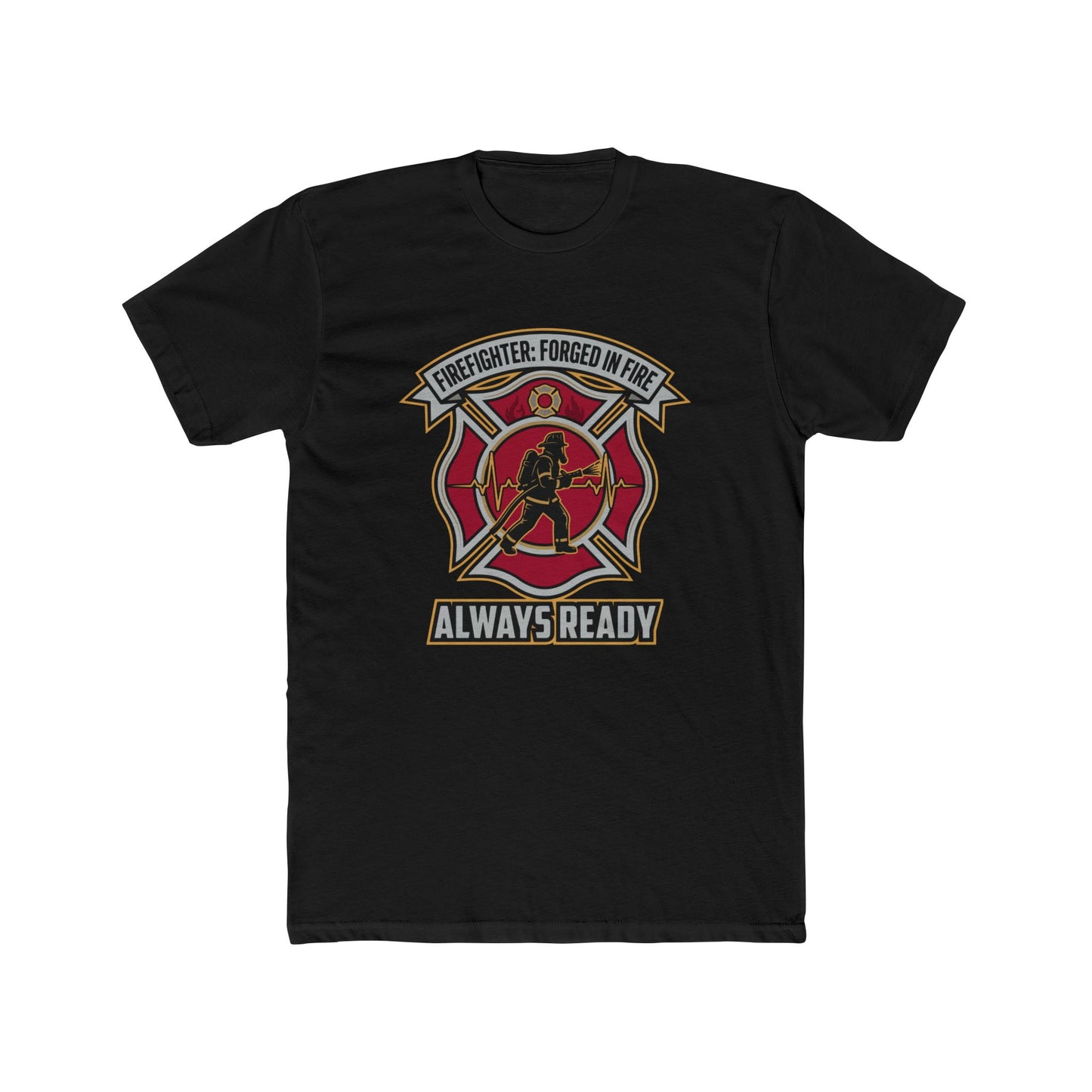 Firefighter Maltese Cross T‑Shirt — "Always Ready" Crew Tee