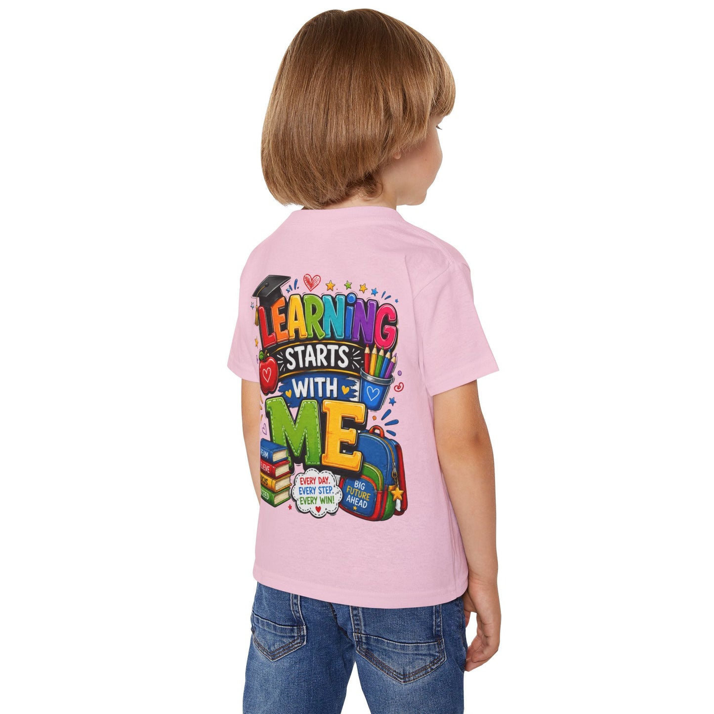 Toddler T-Shirt — "Learning Starts With Me" Colorful Back-to-School Tee
