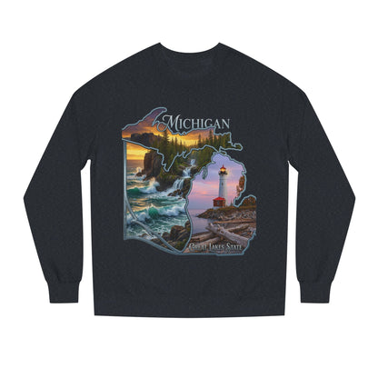 Michigan Lakes State Sweatshirt — Lighthouse & Great Lakes Scenic Pullover