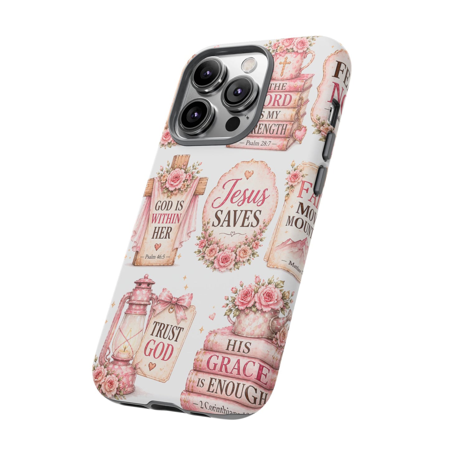 Faith Phone Case — 'Jesus Saves' Floral Christian Scripture iPhone Case