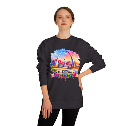 Missouri Arch Watercolor Sweatshirt — Colorful St. Louis Landmark Crewneck