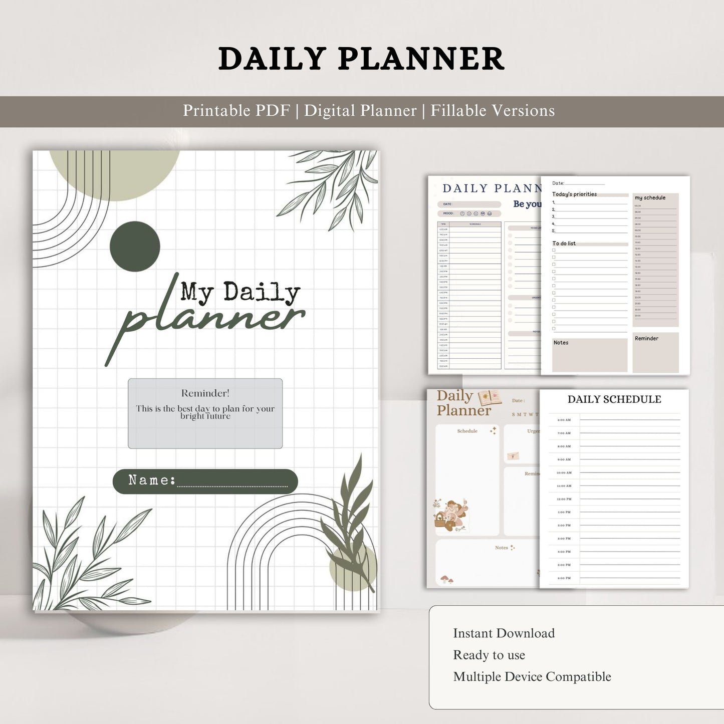Daily Planner Printable | Productivity Planner | To Do List Planner | Time Management Planner | Daily Schedule PDF