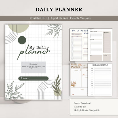 Daily Planner Printable | Productivity Planner | To Do List Planner | Time Management Planner | Daily Schedule PDF