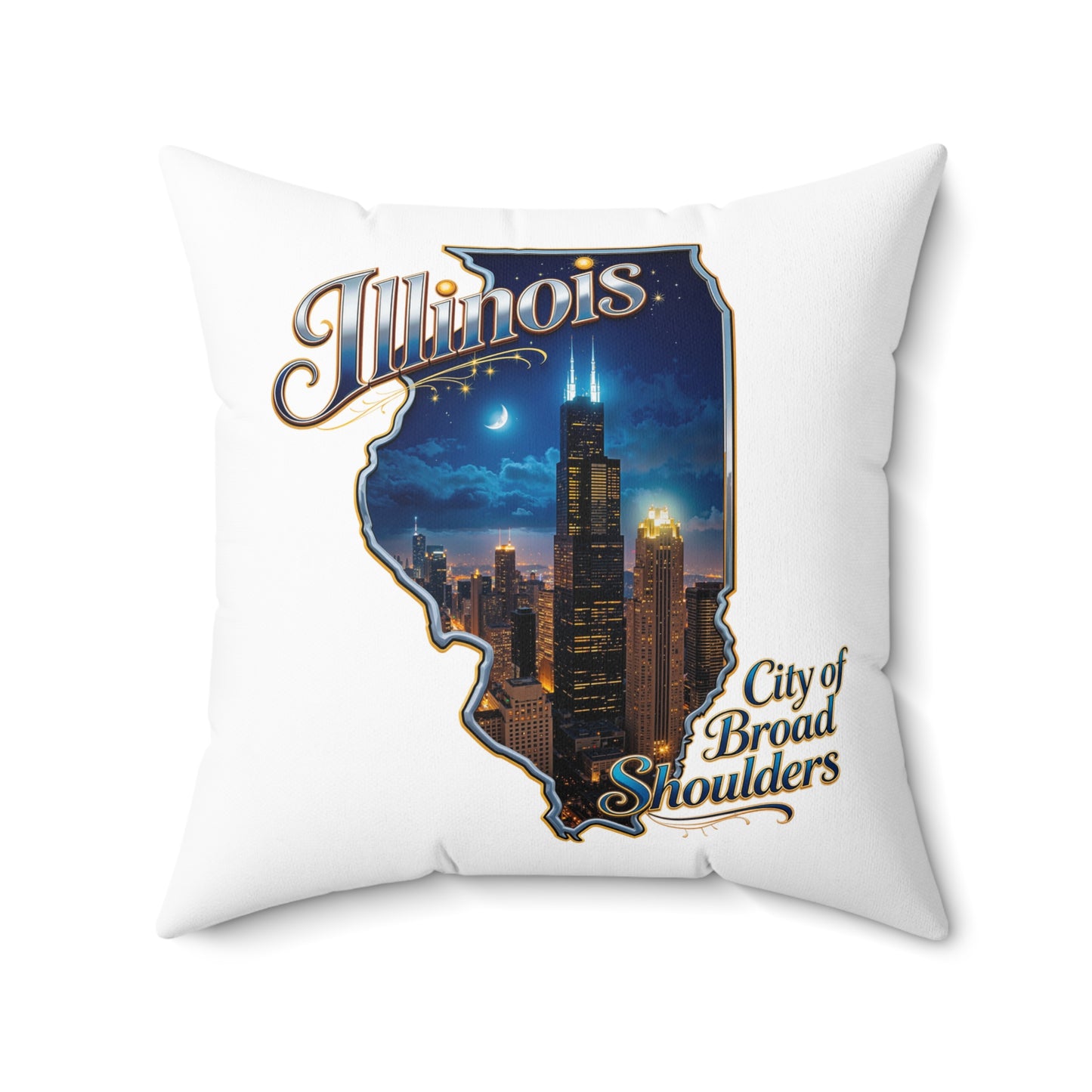 Illinois Skyline Decorative Pillow — "City of Broad Shoulders" State Shape Accent