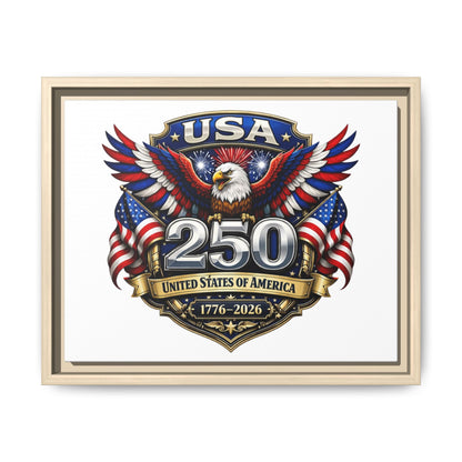 USA 250 Anniversary Framed Canvas — Patriotic Eagle 1776–2026 Wall Art