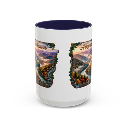 Arkansas Scenic Coffee Mug — Vintage State Map River Landscape (11/15 oz)