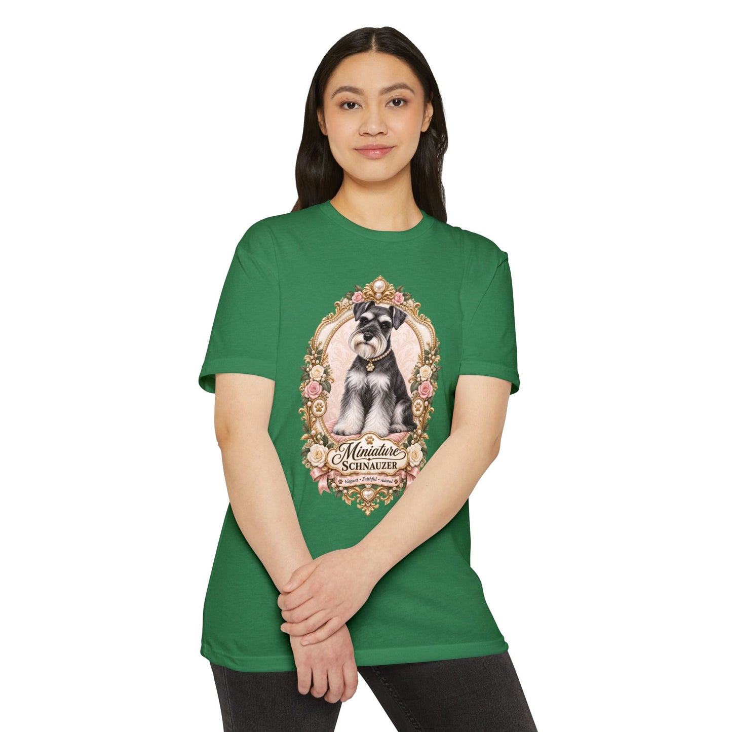 Miniature Schnauzer Floral Portrait T-Shirt