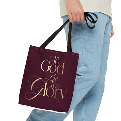To God Be The Glory Burgundy Tote Bag — Inspirational Christian Scripture Tote