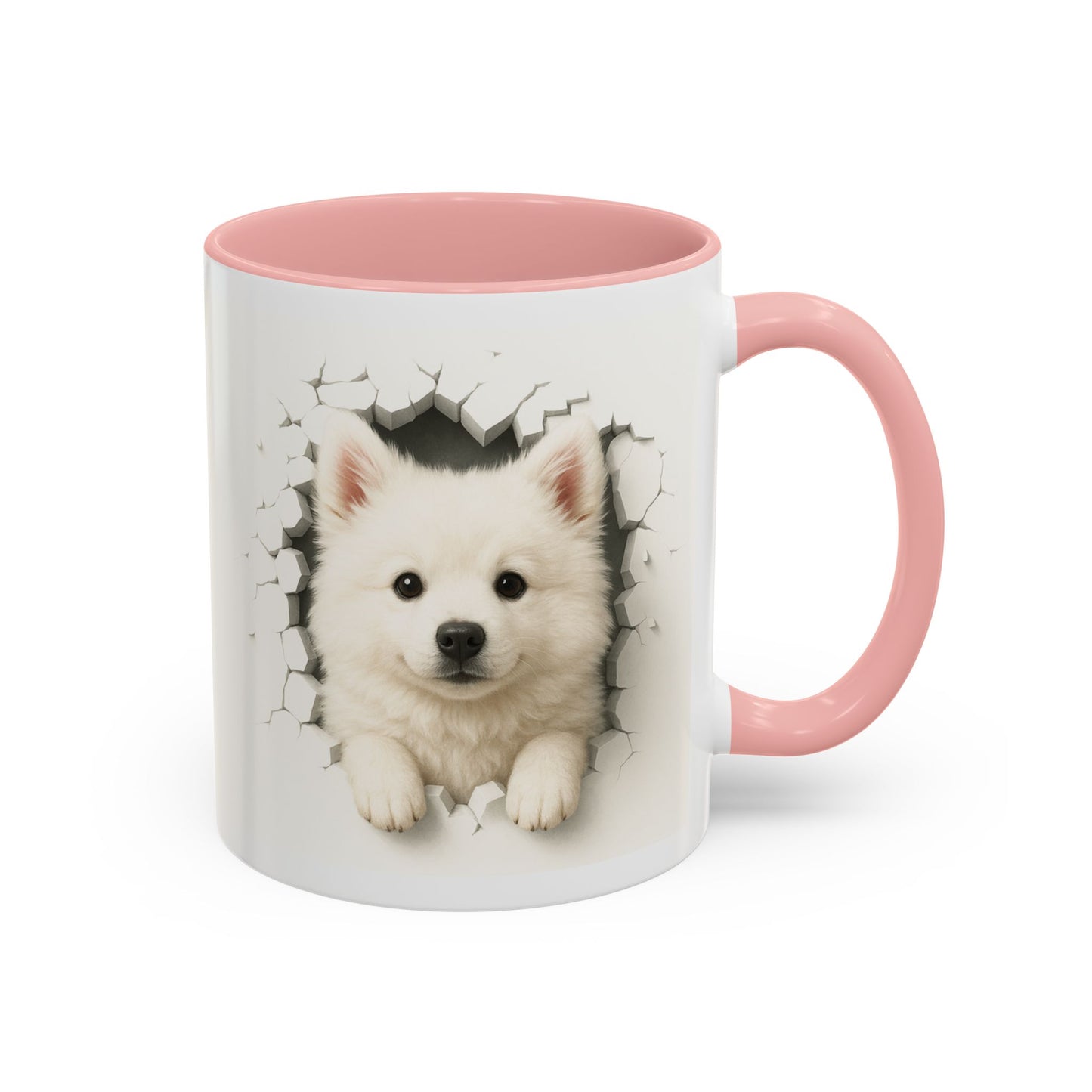 White Samoyed Puppy Accent Coffee Mug — Cute Dog Breakthrough Design (11/15 oz)