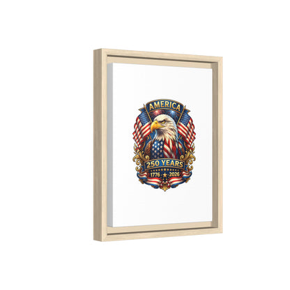 America 250th Anniversary Framed Canvas — Patriotic Bald Eagle Wall Art