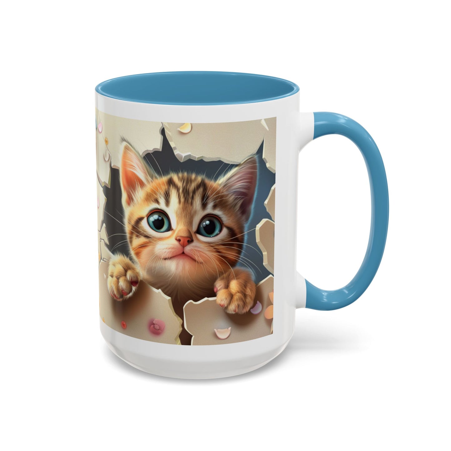 Cute Peekaboo Kitten Accent Coffee Mug — Cat Lover Gift (11/15oz)