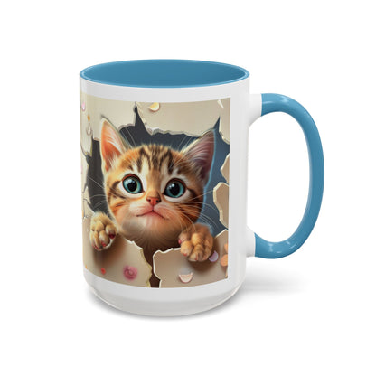 Cute Peekaboo Kitten Accent Coffee Mug — Cat Lover Gift (11/15oz)