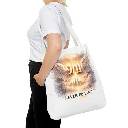 9/11 Memorial Tote Bag – 'Never Forget' Angel Wings Tribute