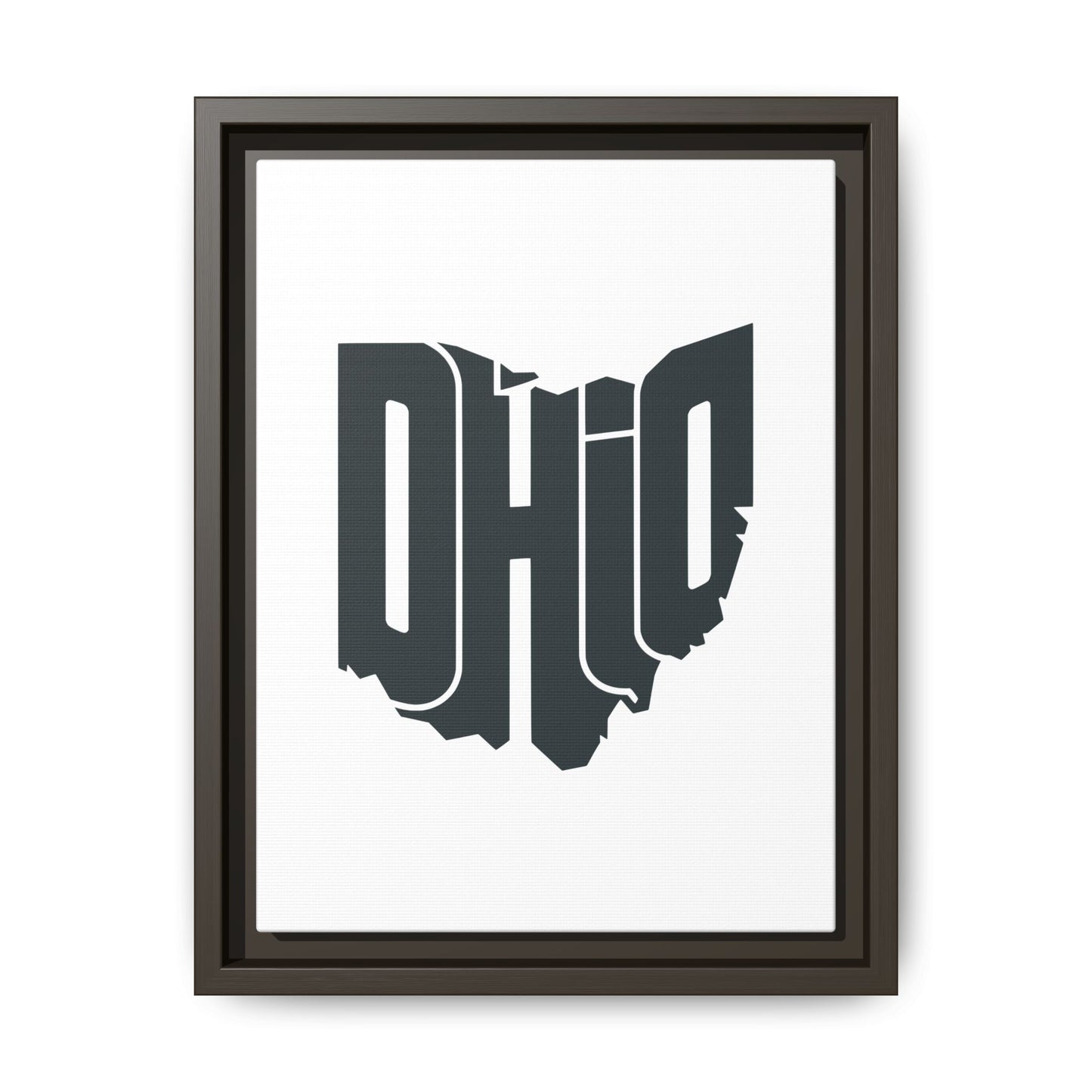 Ohio State Shape Matte Canvas Wall Art — Framed Modern State Typography Print