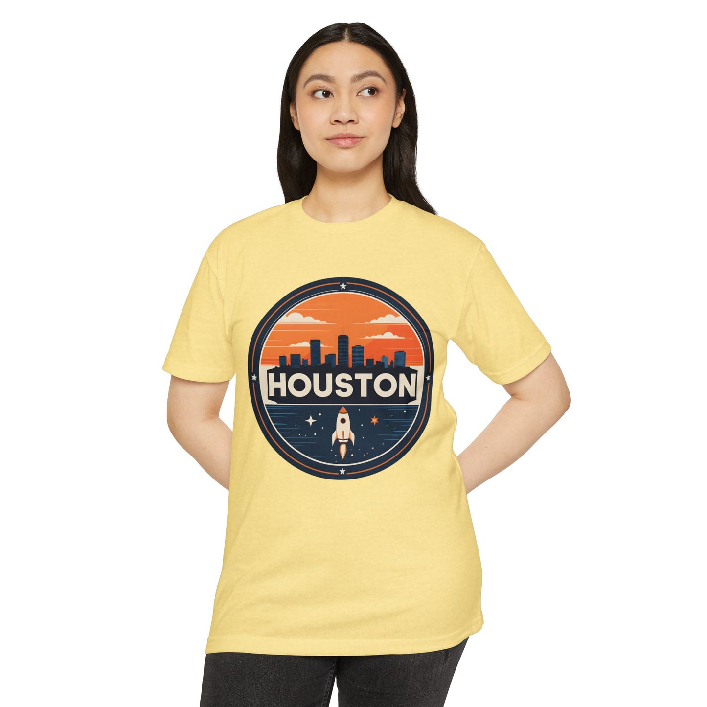 Houston Rocket City T-Shirt — Retro Skyline Space Graphic Tee