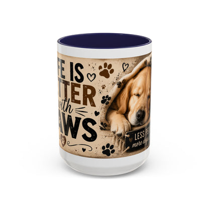 Dog & Cat Coffee Mug - "Less People, More Dogs & Cats" Accent Ceramic Mug