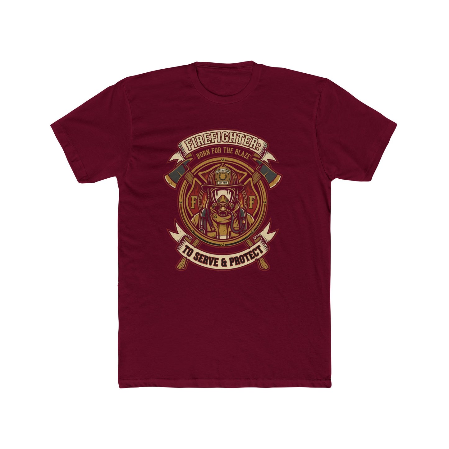Firefighter Tribute Tee — 'To Serve & Protect' Helmet Maltese Cross Design
