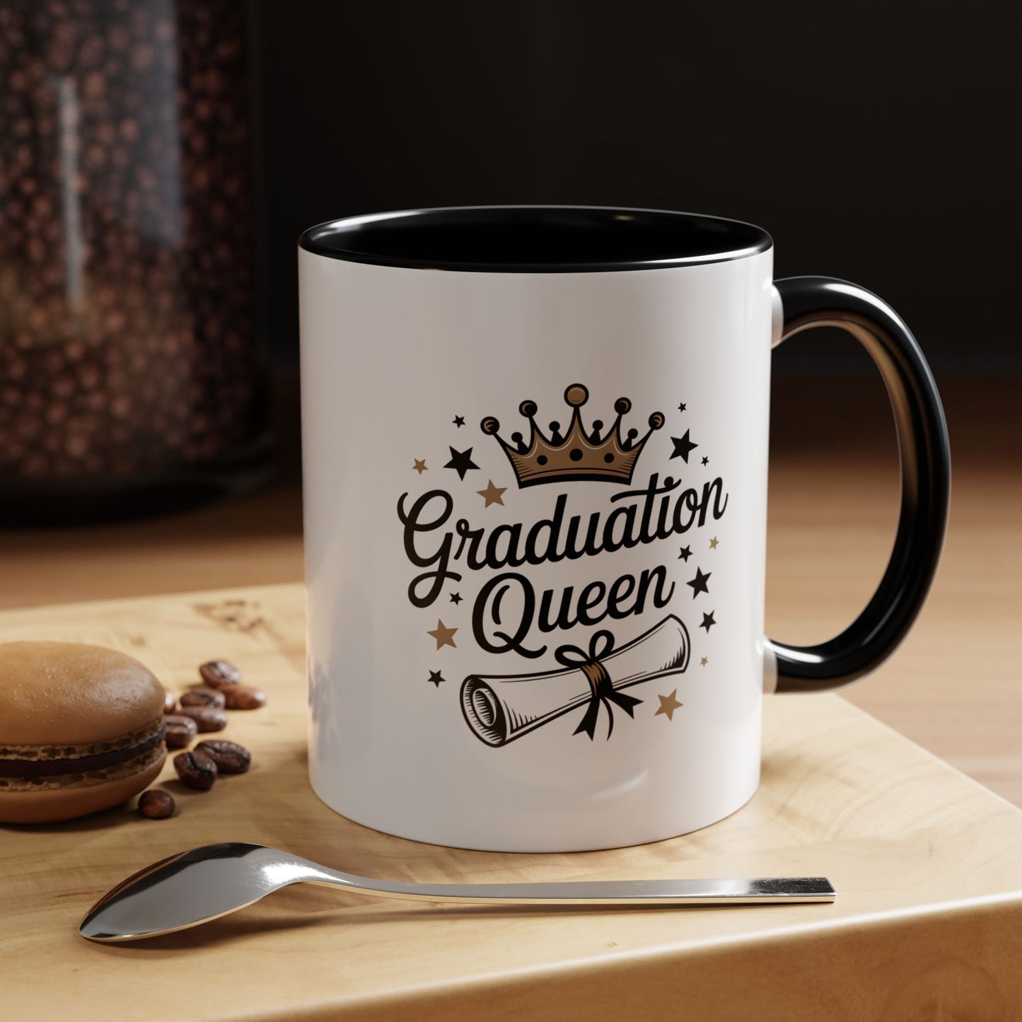 Graduation Queen Accent Coffee Mug — 11/15oz Ceramic Gift with Crown & Diploma Design