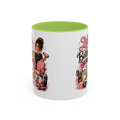 Life Is Better Behind the Chair Coffee Mug — Hair Stylist Barber Salon Gift (11/15oz)