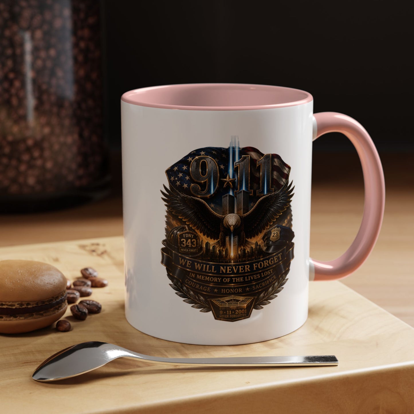 9/11 Tribute Coffee Mug — Never Forget Memorial Eagle Design (11/15oz)