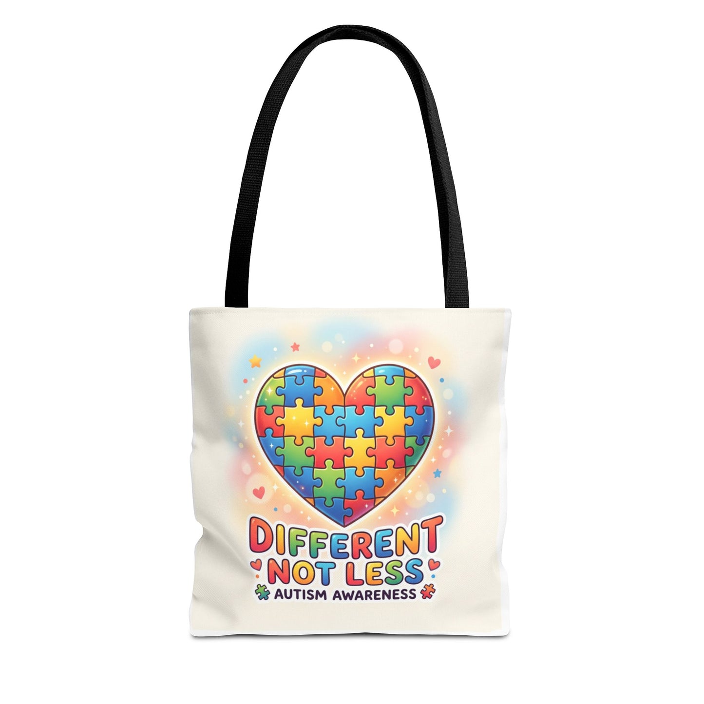 Autism Awareness Tote Bag — "Different Not Less" Puzzle Heart Design