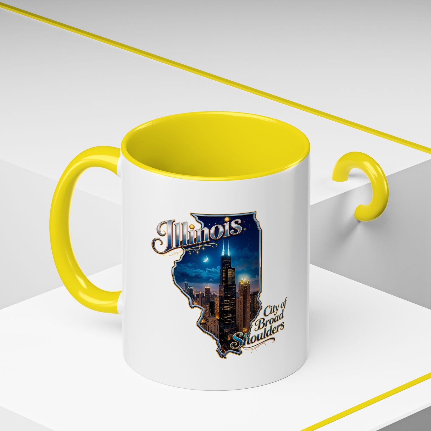 Illinois Skyline Accent Coffee Mug – City of Broad Shoulders Chicago Design (11/15oz)