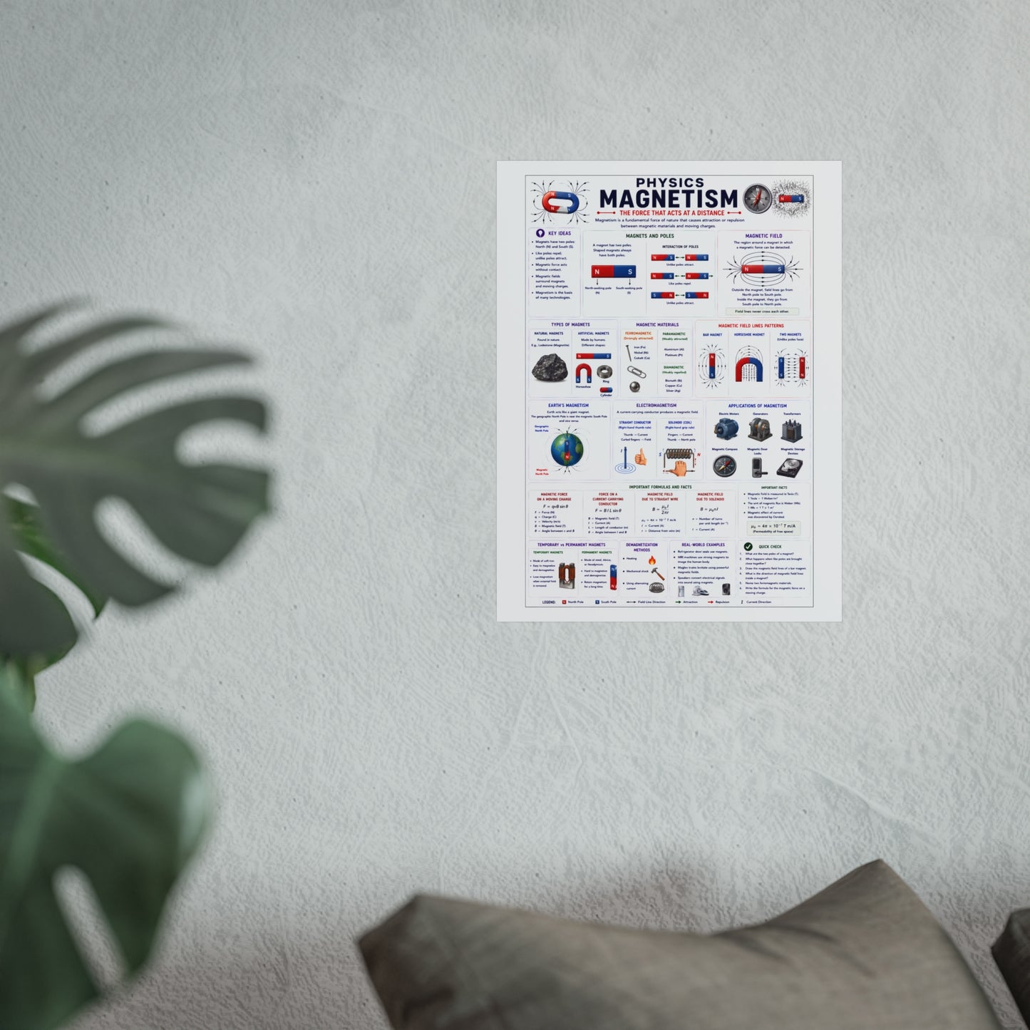 Magnetism Physics Poster — Educational Fine Art Science Print