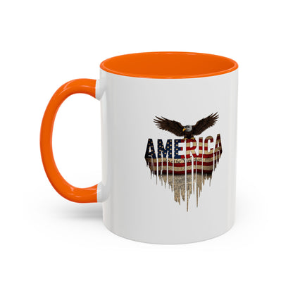America Eagle Flag Accent Coffee Mug – Patriotic 11/15oz Ceramic