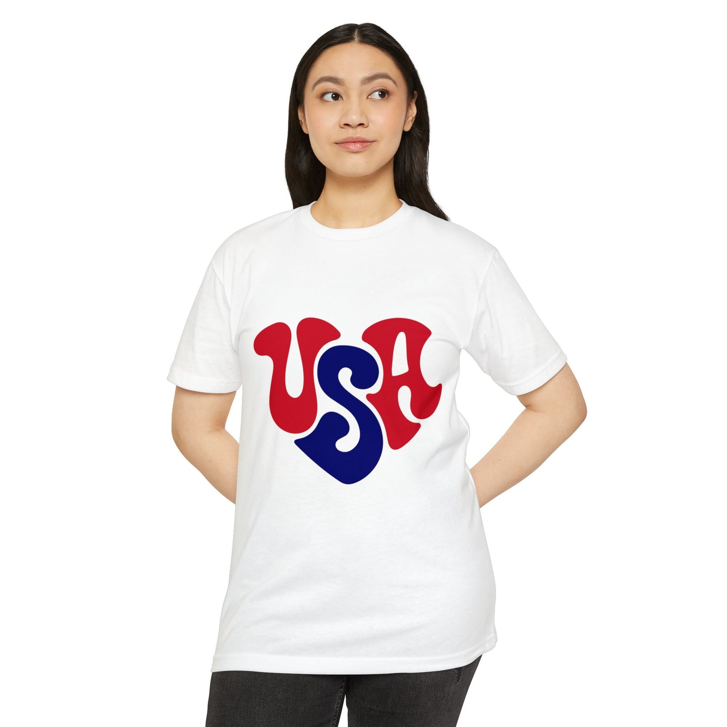 USA Heart Retro Graphic T-Shirt