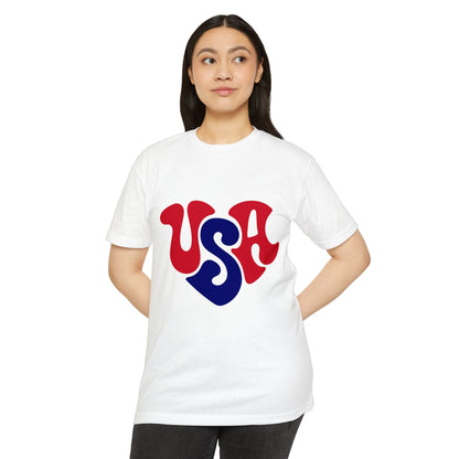 USA Heart Retro Graphic T-Shirt