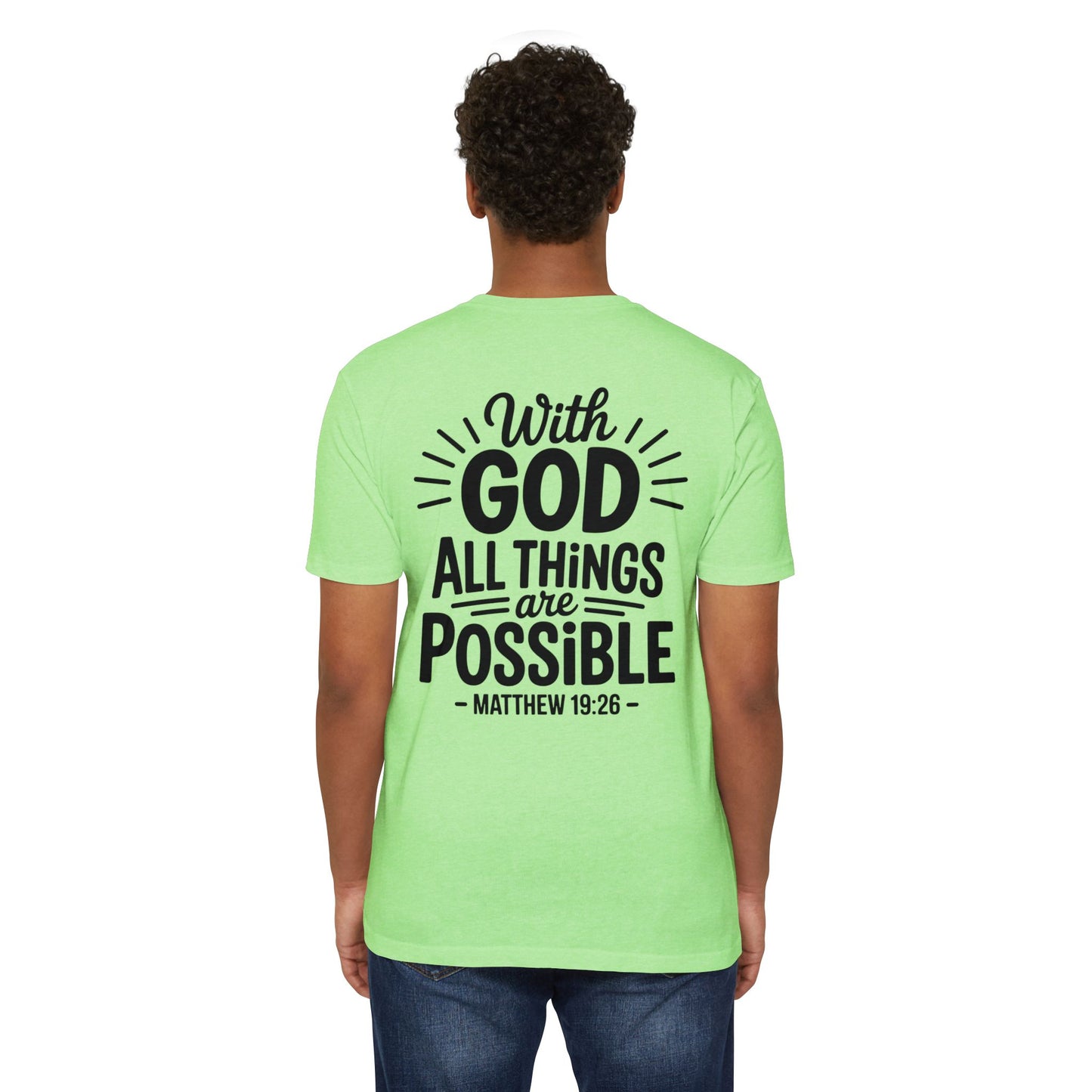 With God All Things Are Possible T-Shirt — Matthew 19:26 Christian Faith Tee