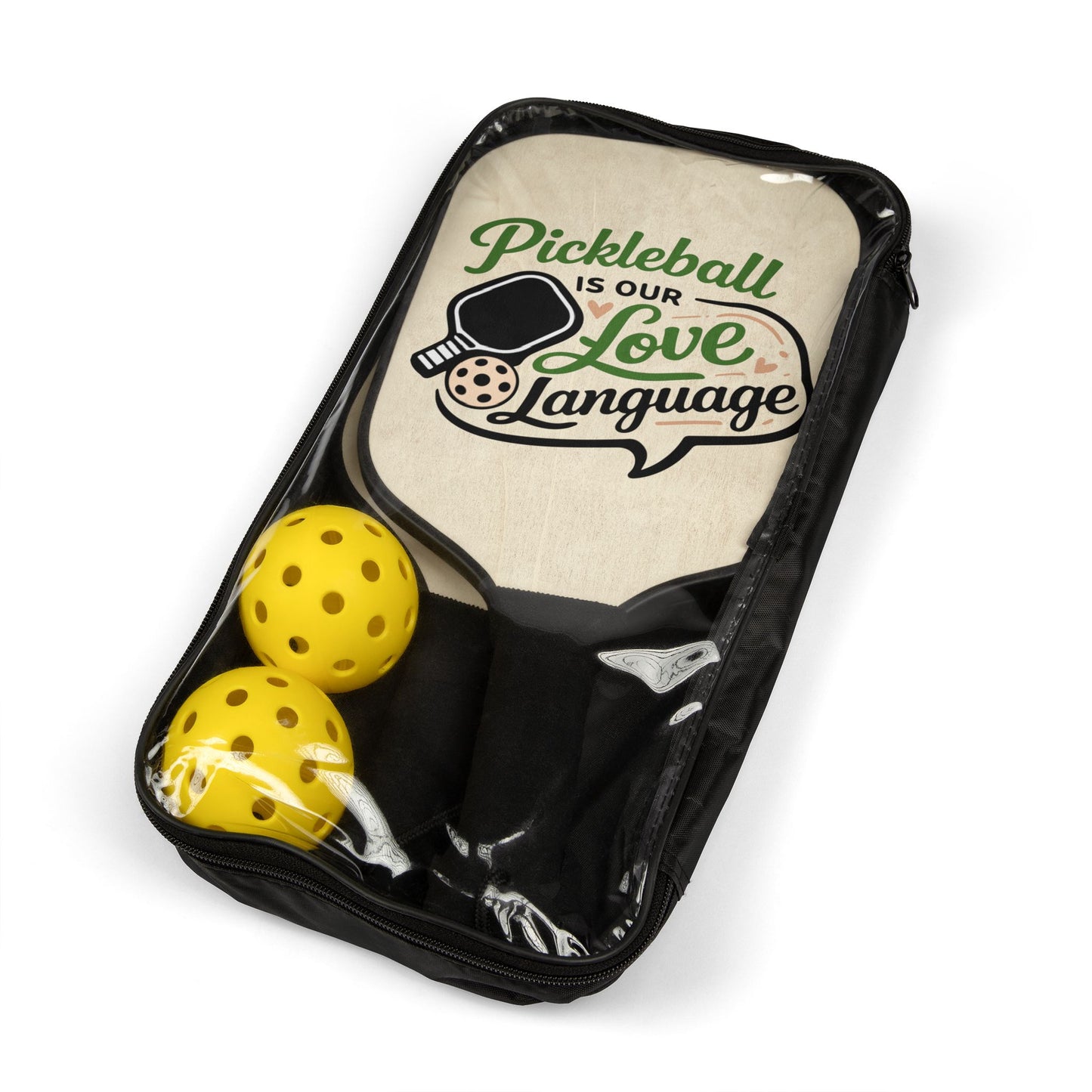 Pickleball Paddle Set — "Pickleball Is Our Love Language" Design Kit (2 Paddles + Balls)