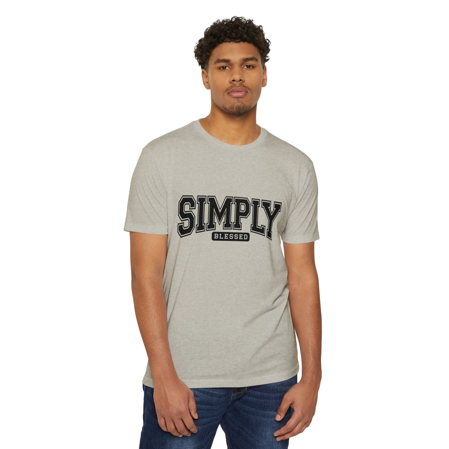 Simply Blessed T-Shirt — Vintage Collegiate Script Faith Tee