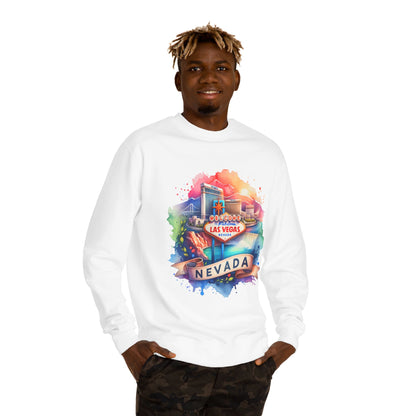 Nevada Las Vegas Watercolor Sweatshirt — Colorful Travel Souvenir Crewneck
