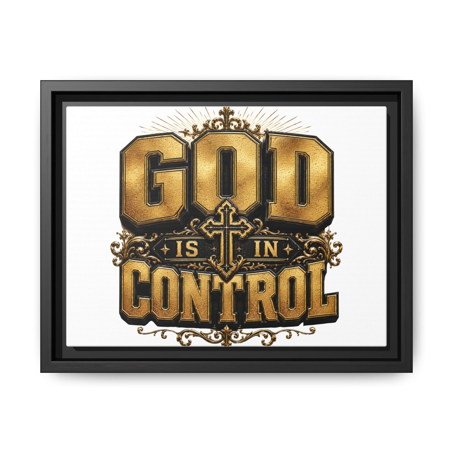Framed Matte Canvas — "God Is In Control" Inspirational Wall Art