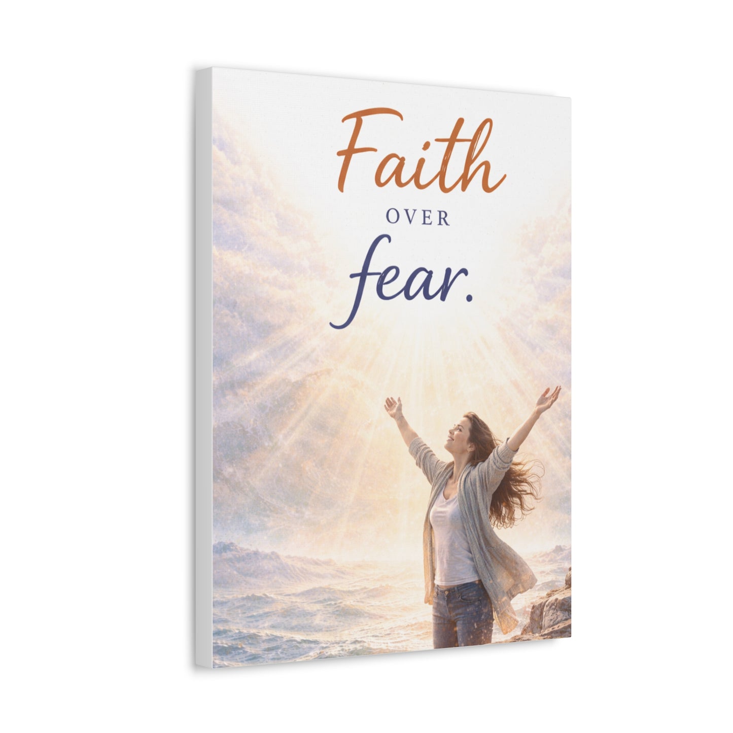 Faith Over Fear Stretched Canvas – Inspirational Christian Wall Art