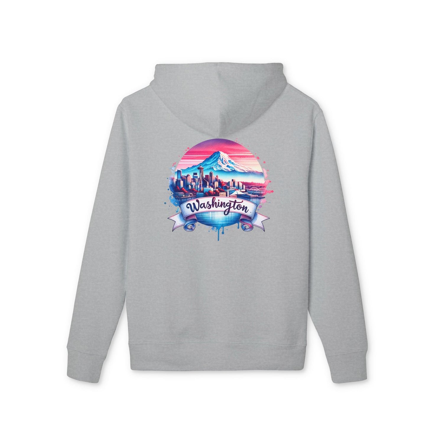 Washington State Skyline Hoodie — Retro Mt. Rainier Travel Pullover